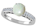 Tommaso Design™ Genuine Opal and Diamond Solitaire Engagement Ring