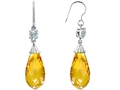 Briolette Drop Cut Simulated Citrine Hanging Hook Earrings