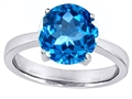 Large Solitaire Big Stone Ring with 10mm Round Simulated Blue Topaz