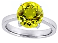 Original Star K™ Large Solitaire Big Stone Ring with 10mm Round Simulated Yellow Sapphire