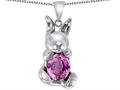 Original Star K™ Love Bunny Pendant with Created Pink Sapphire Oval 10x8