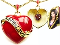 Original Star K™ 1.25 Inch True Love Red Enamel Locket With Genuine Heart Garnet Inside