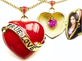 Original Star K™ 1.25 Inch True Love Red Enamel Locket With Created Heart Pink Sapphire Inside