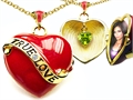 Original Star K™ 1.25 Inch True Love Red Enamel Locket With Genuine Heart Peridot Inside