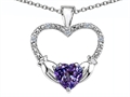 Celtic Love by Kelly Hands Holding your Heart Simulated Alexandrite and Diamond 1 Inch Claddagh Pendant