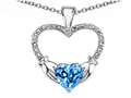 Celtic Love by Kelly Hands Holding your Heart Genuine Blue Topaz and Diamond 1 Inch Claddagh Pendant