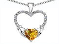 Celtic Love by Kelly Hands Holding your Heart Genuine Citrine and Diamond 1 Inch Claddagh Pendant