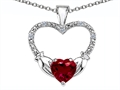 Celtic Love by Kelly Hands Holding your Heart Lab Created Ruby and Diamond 1 Inch Claddagh Pendant