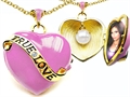 Original Star K™ 1.25 Inch True Love Pink Enamel Locket With Genuine Heart Pearl Inside