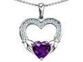 Celtic Love by Kelly Hands Holding 8mm Heart 1inch Claddagh Pendant With Genuine Amethyst
