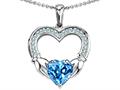 Celtic Love by Kelly Hands Holding 8mm Heart 1inch Claddagh Pendant With Genuine Blue Topaz