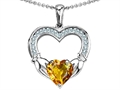 Celtic Love by Kelly Hands Holding 8mm Heart 1inch Claddagh Pendant With Genuine Citrine
