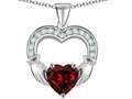 Celtic Love by Kelly Hands Holding 8mm Heart 1inch Claddagh Pendant With Genuine Garnet
