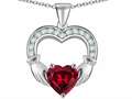Celtic Love by Kelly Hands Holding 8mm Heart 1inch Claddagh Pendant With Created Ruby