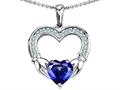 Celtic Love by Kelly Hands Holding 8mm Heart 1inch Claddagh Pendant With Created Sapphire