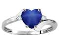 Tommaso Design™ Heart Shape 6mm Created Star Sapphire and Two Diamonds bypass Ring