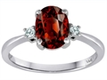 Tommaso Design™ Genuine 8x6mm Oval Garnet and Diamond Engagement Ring