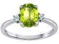 Tommaso Design™ Genuine 8x6mm Oval Peridot Diamond Engagement Ring