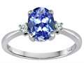 Tommaso Design™ 8x6mm Oval Genuine Tanzanite Diamond Engagement Ring