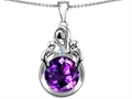 Original Star K™ Large Loving Mother With Twins Children Pendant With Round 10mm Simulated Amethyst
