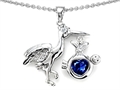 Original Star K™ New Baby Stork Pendant with Genuine Diamond and Heart Shape 8mm Created Sapphire