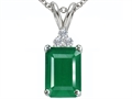 Tommaso Design™ Emerald Cut 7x5mm Genuine Emerald and Diamond Pendant