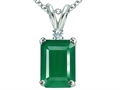Tommaso Design™ Classic 7x5mm Emerald Cut Genuine Emerald and Diamond Pendant