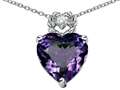 Tommaso Design™ Heart Rope Pendant with 8mm Simulated Alexandrite and Genuine Diamond