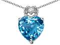 Tommaso Design™ Heart Rope Pendant with Genuine 8mm Blue Topaz and Diamond