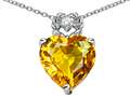 Tommaso Design™ Heart Rope Pendant with 8mm Genuine Citrine and Diamond