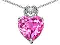 Tommaso Design™ Heart Rope Pendant with Created Pink Sapphire and Diamond