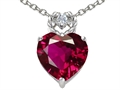 Tommaso Design™ Heart Rope Pendant with 8mm Created Ruby and Diamond