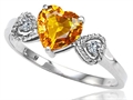 Tommaso Design™ Genuine Citrine and Diamond Heart Shape Engagement Promise Ring
