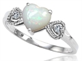 Tommaso Design™ Genuine Opal and Diamond Heart Shape Engagement Promise Ring