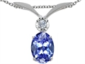 Tommaso Design™ Oval 7x5mm Genuine Tanzanite and Diamond Pendant