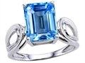 Original Star K™ Large Emerald Cut 10x8mm Genuine Blue Topaz Solitaire Ring