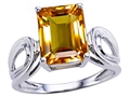 Original Star K™ Large Emerald Cut 10x8mm Genuine Citrine Solitaire Ring