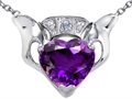 Celtic Love™ by Kelly Claddagh Love Pendant With Genuine Amethyst and Genuine Diamond