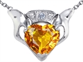Celtic Love™ by Kelly Claddagh Love Pendant With Genuine Citrine and Genuine Diamond
