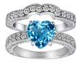 Original Star K™ 8mm Heart Shape Genuine BlueTopaz Wedding Set