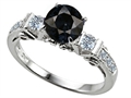 Original Star K™ Classic 3 Stone Engagement Ring With Round 7mm Genuine Black Sapphire