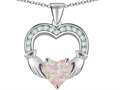 Celtic Love by Kelly Hands Holding 8mm Heart Claddagh Pendant With Created Pink Opal