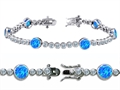 Original Star K™ High End Tennis Bracelet With 6pcs Round 6mm Created Blue Opal