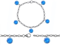 Original Star K™ High End Tennis Charm Bracelet With 5pcs 7mm Round Created Blue Opal