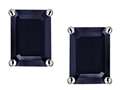 Tommaso Design™ Emerald Cut 8x6mm Genuine Black Sapphire Earring Studs
