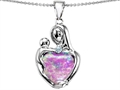 Original Star K™ Large Loving Mother With Child Pendant With 12mm Heart Shape Created Pink Opal