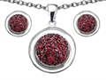 Original Star K™ Created Ruby Round Puffed Pendant Box Set with matching earrings