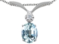 Tommaso Design™ Oval 7x5mm Genuine Aquamarine and Diamond Pendant