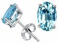 Tommaso Design™ Oval 8x6mm Genuine Aquamarine Earring Studs