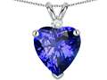Tommaso Design™ Heart Shape 8mm Simulated Tanzanite And Genuine Diamond Heart Pendant